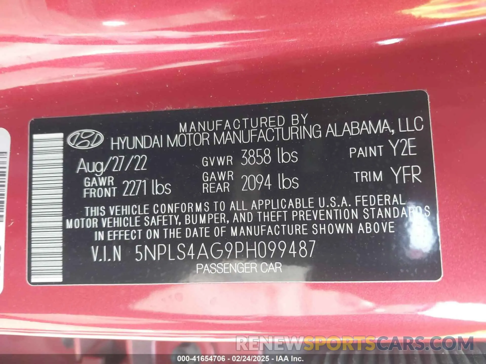 9 fotografías del automóvil dañado 5NPLS4AG9PH099487 HYUNDAI ELANTRA 2023