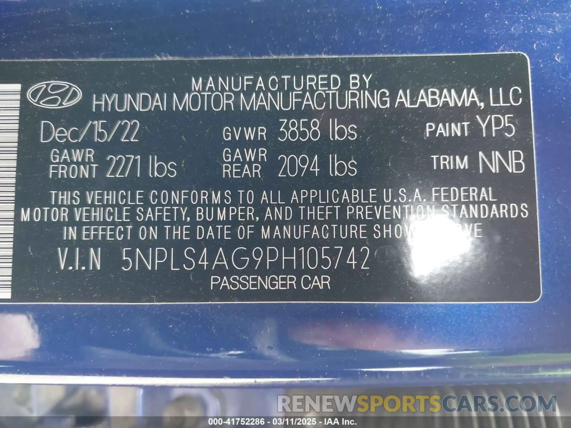 9 fotografías del automóvil dañado 5NPLS4AG9PH105742 HYUNDAI ELANTRA 2023