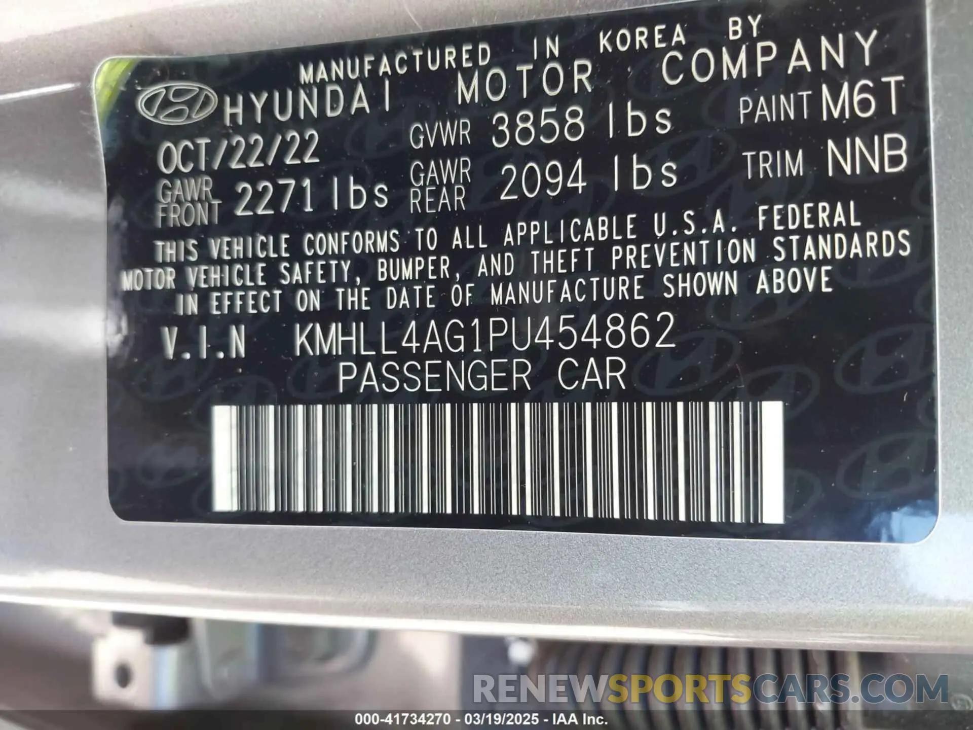 9 fotografías del automóvil dañado KMHLL4AG1PU454862 HYUNDAI ELANTRA 2023