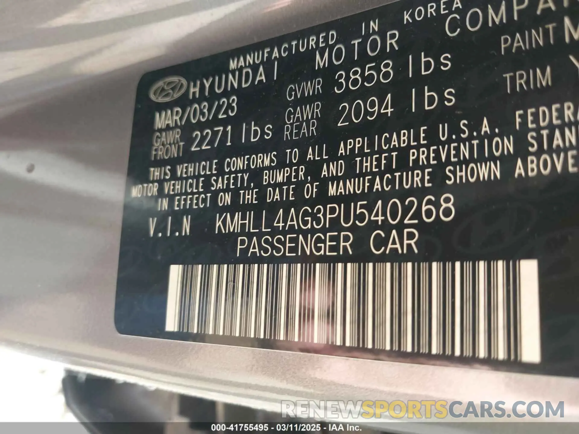 9 fotografías del automóvil dañado KMHLL4AG3PU540268 HYUNDAI ELANTRA 2023