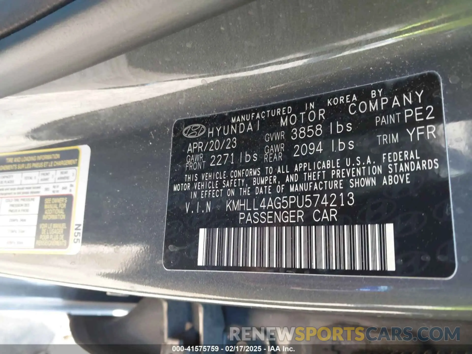 9 fotografías del automóvil dañado KMHLL4AG5PU574213 HYUNDAI ELANTRA 2023