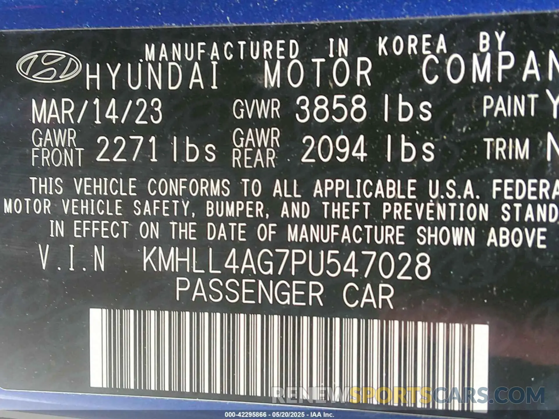 9 fotografías del automóvil dañado KMHLL4AG7PU547028 HYUNDAI ELANTRA 2023