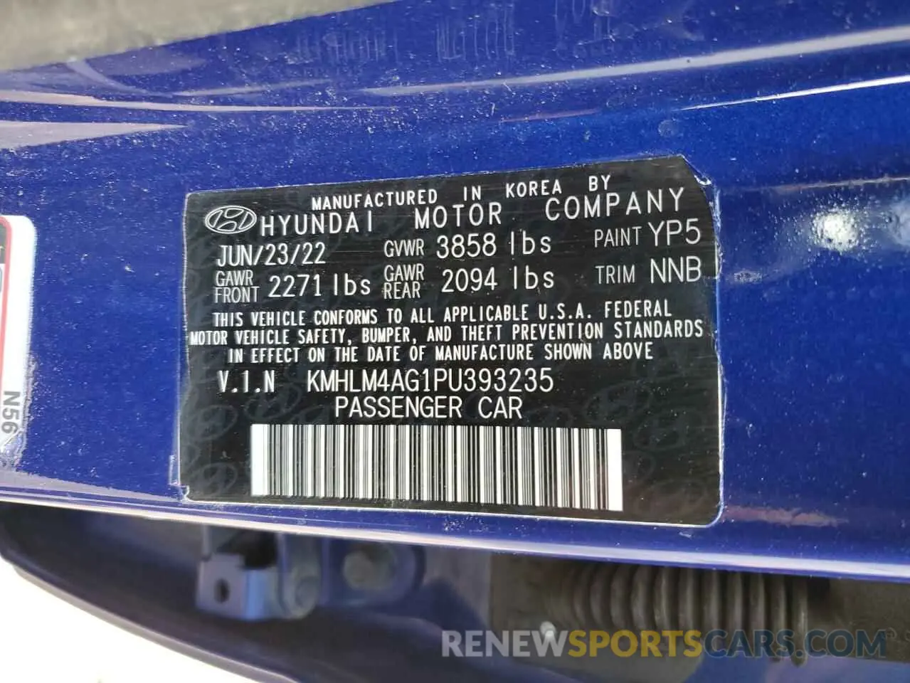 13 fotografías del automóvil dañado KMHLM4AG1PU393235 HYUNDAI ELANTRA 2023