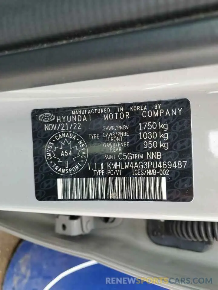 12 fotografías del automóvil dañado KMHLM4AG3PU469487 HYUNDAI ELANTRA 2023
