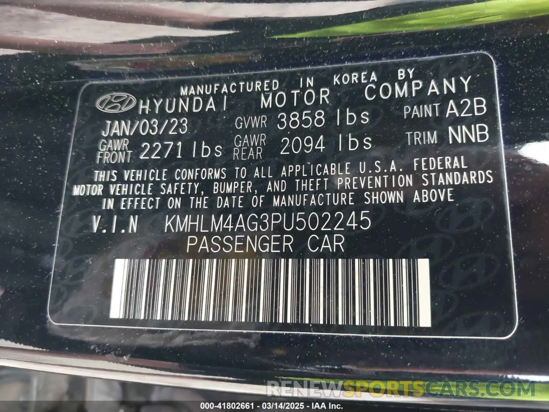 9 fotografías del automóvil dañado KMHLM4AG3PU502245 HYUNDAI ELANTRA 2023