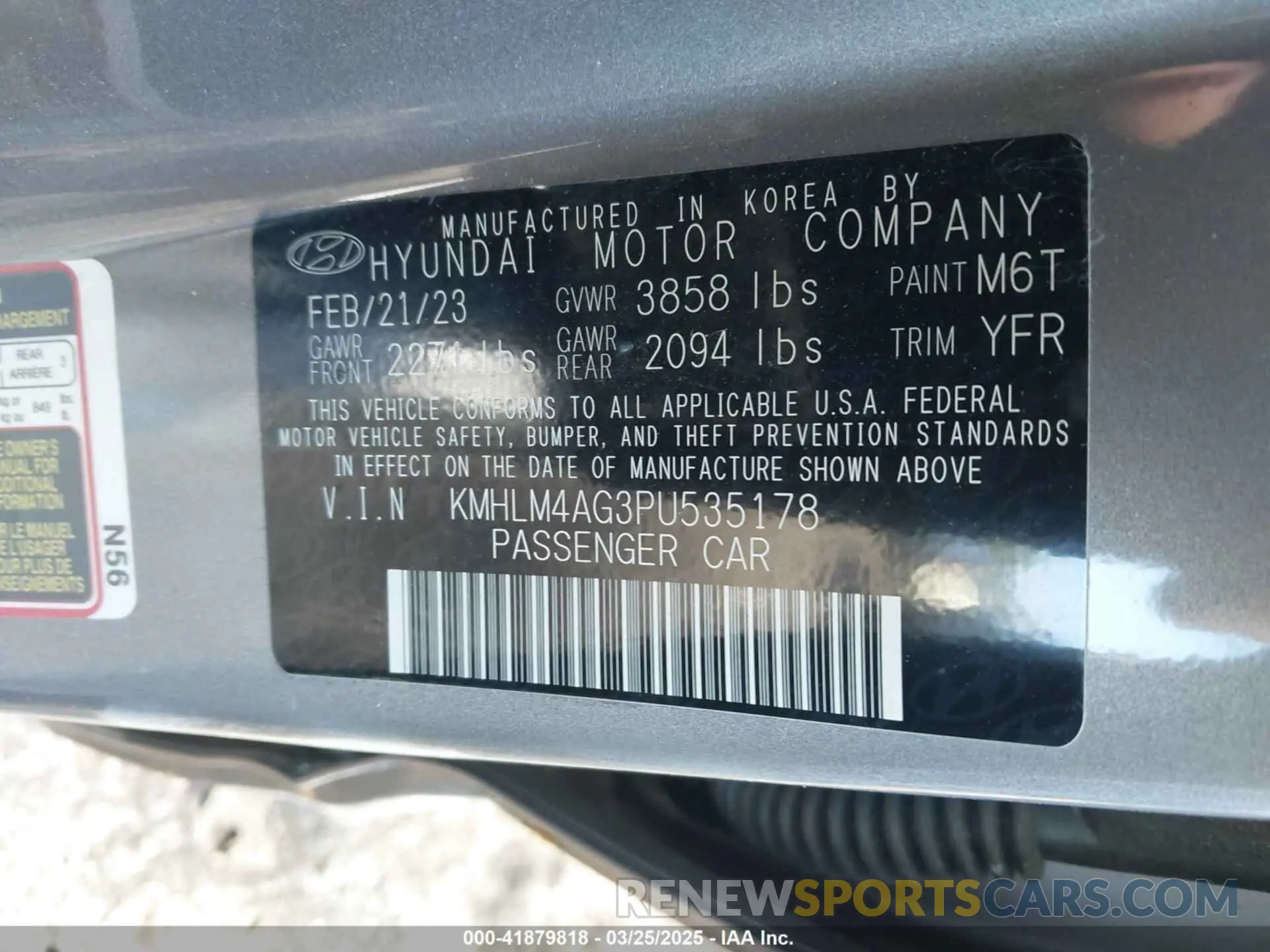 9 fotografías del automóvil dañado KMHLM4AG3PU535178 HYUNDAI ELANTRA 2023
