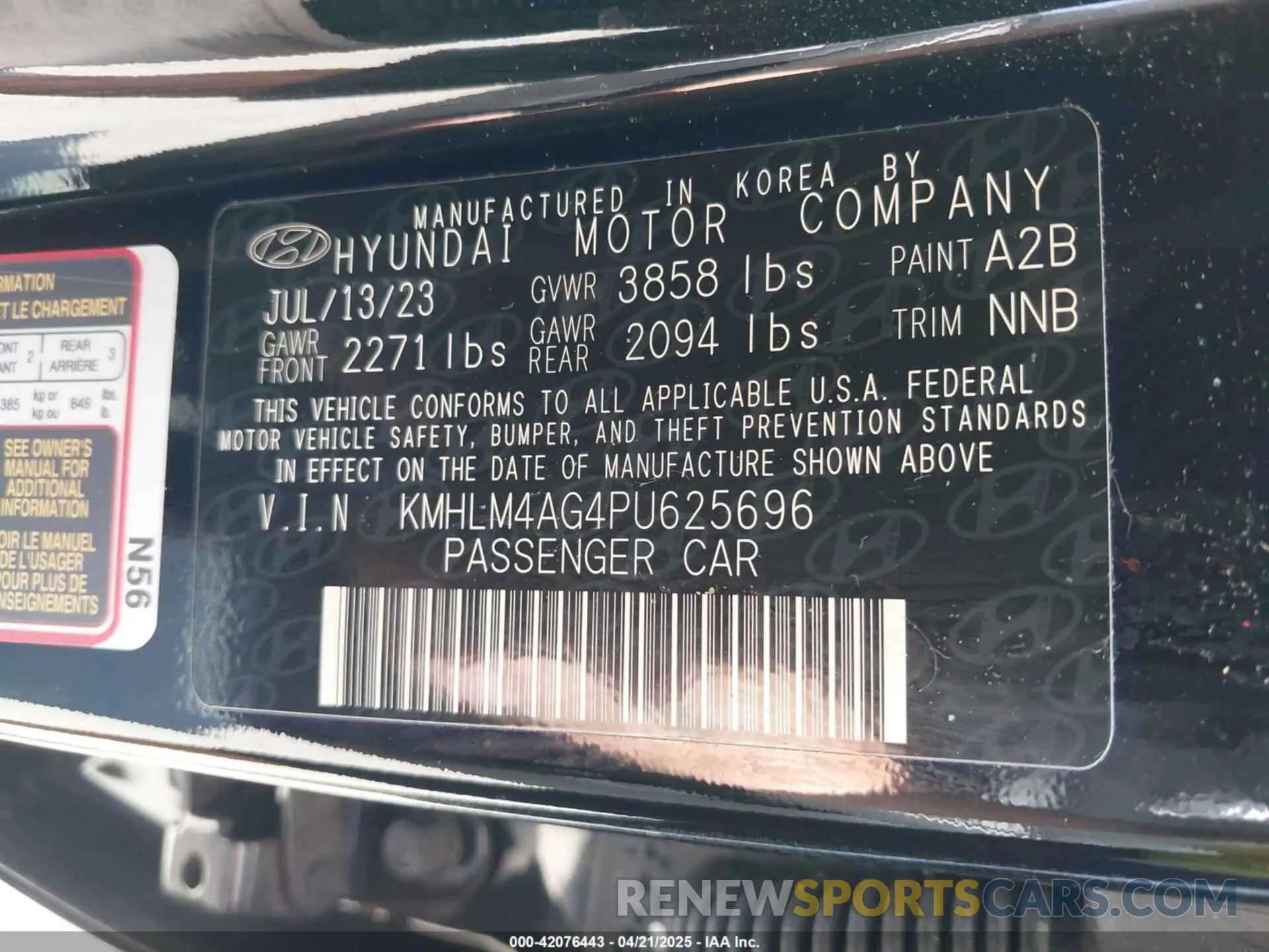 9 fotografías del automóvil dañado KMHLM4AG4PU625696 HYUNDAI ELANTRA 2023