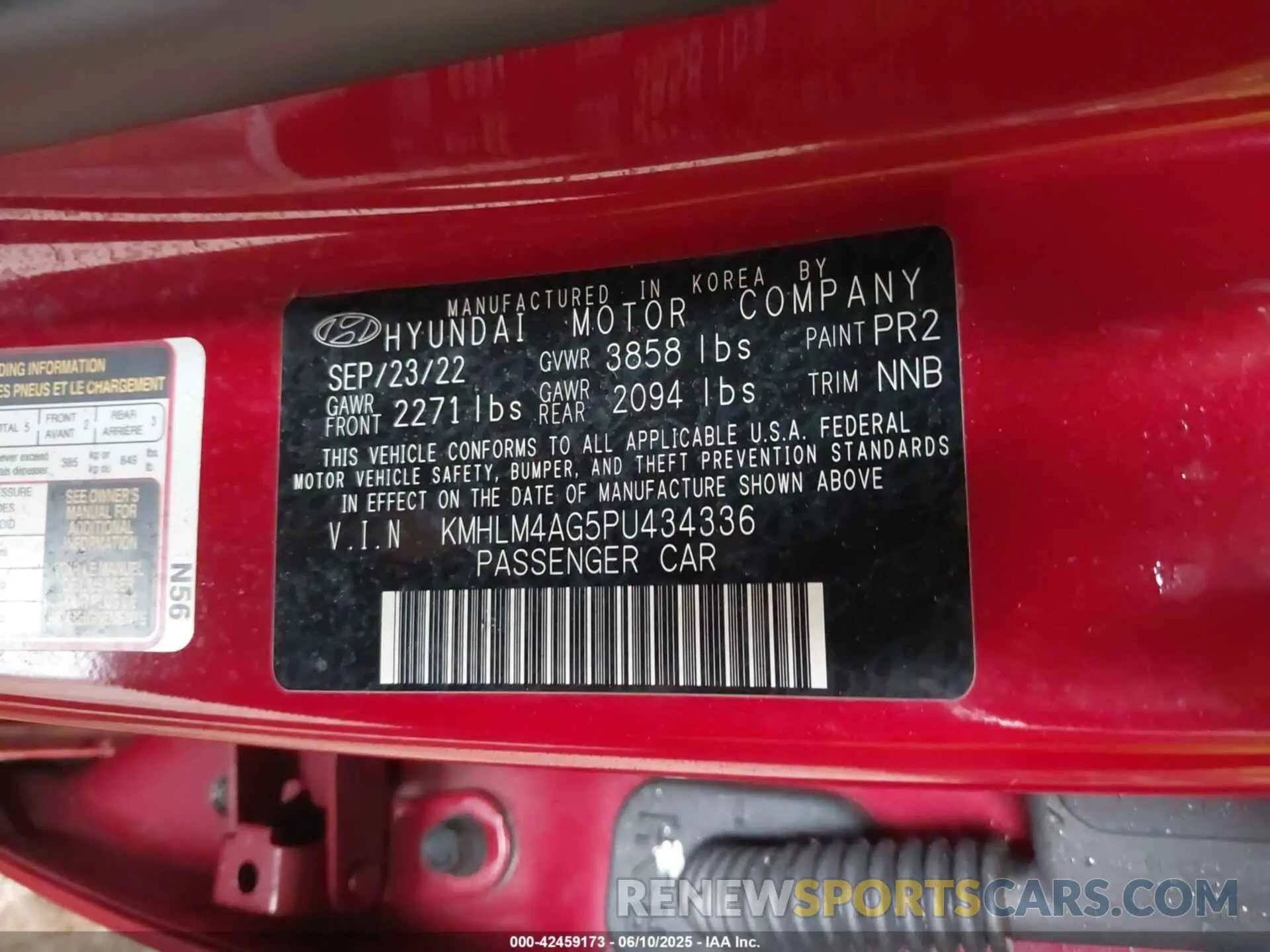 9 fotografías del automóvil dañado KMHLM4AG5PU434336 HYUNDAI ELANTRA 2023