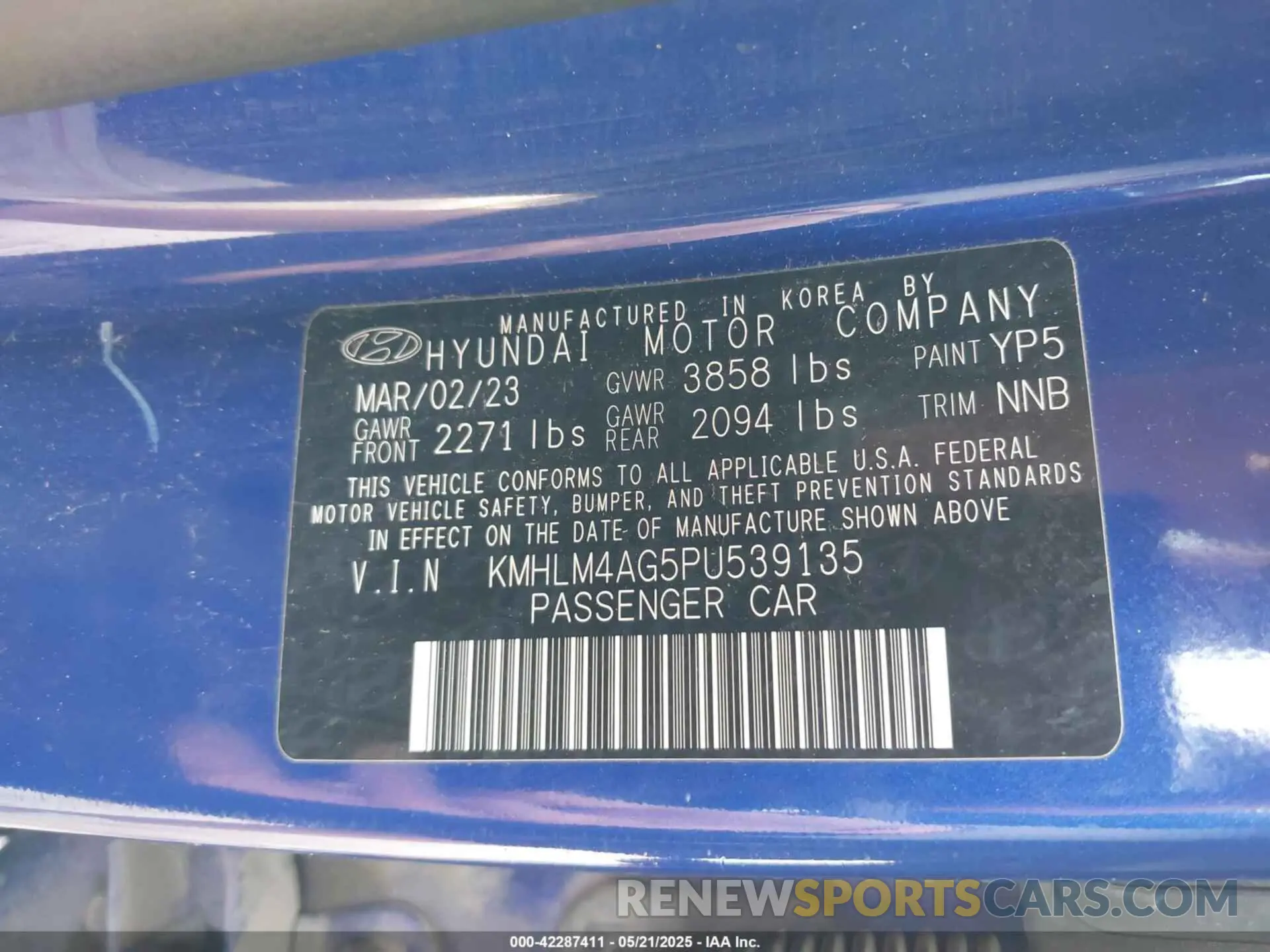 9 fotografías del automóvil dañado KMHLM4AG5PU539135 HYUNDAI ELANTRA 2023