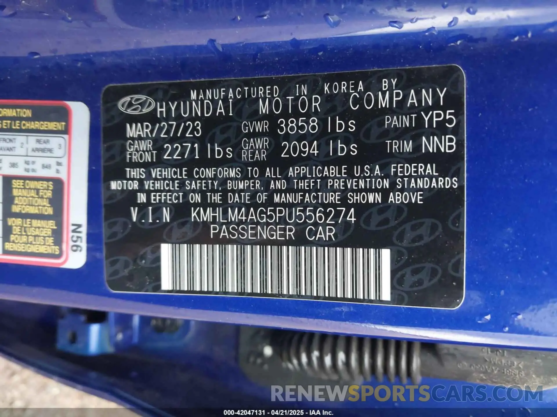 9 fotografías del automóvil dañado KMHLM4AG5PU556274 HYUNDAI ELANTRA 2023