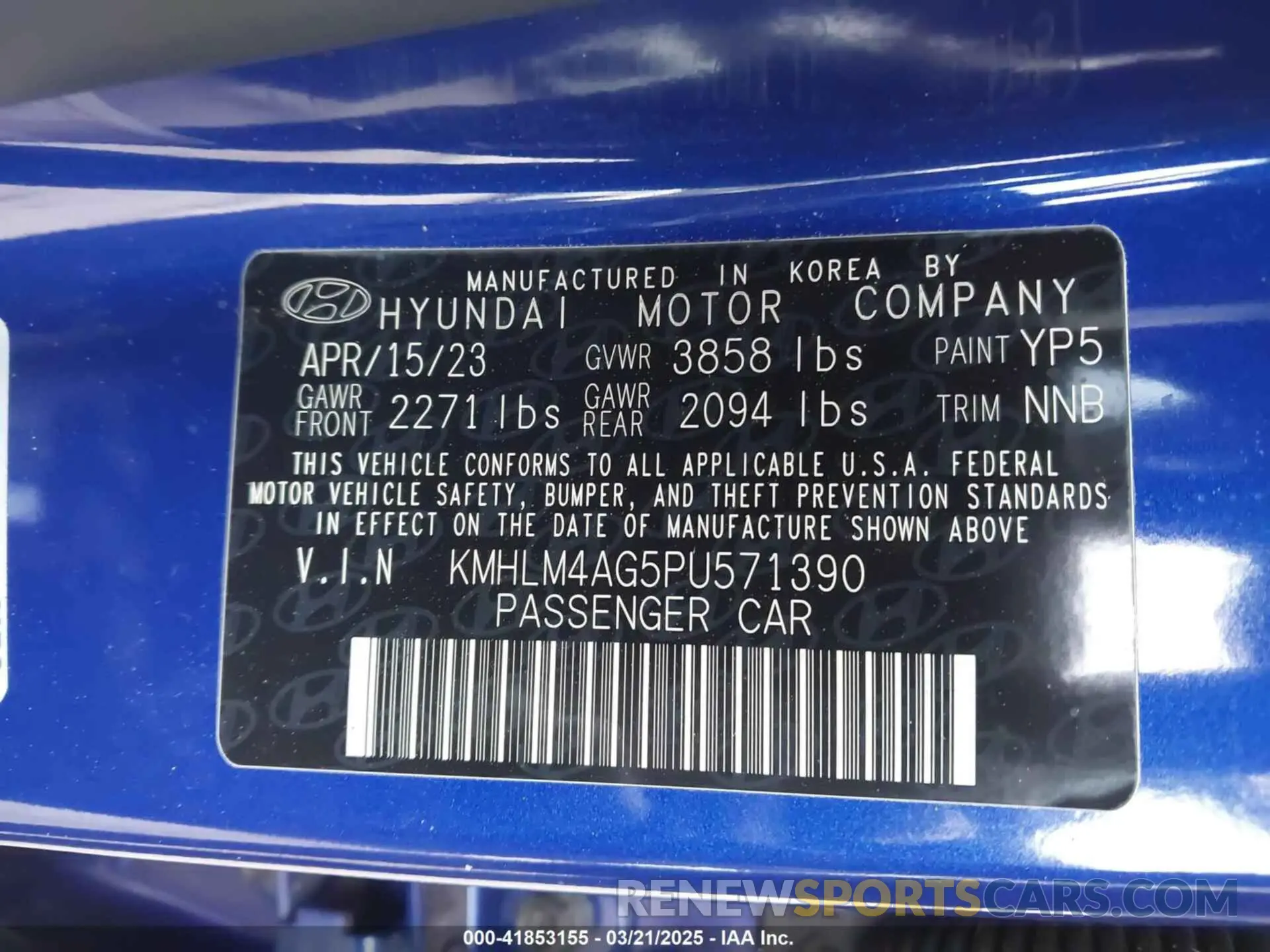 9 fotografías del automóvil dañado KMHLM4AG5PU571390 HYUNDAI ELANTRA 2023