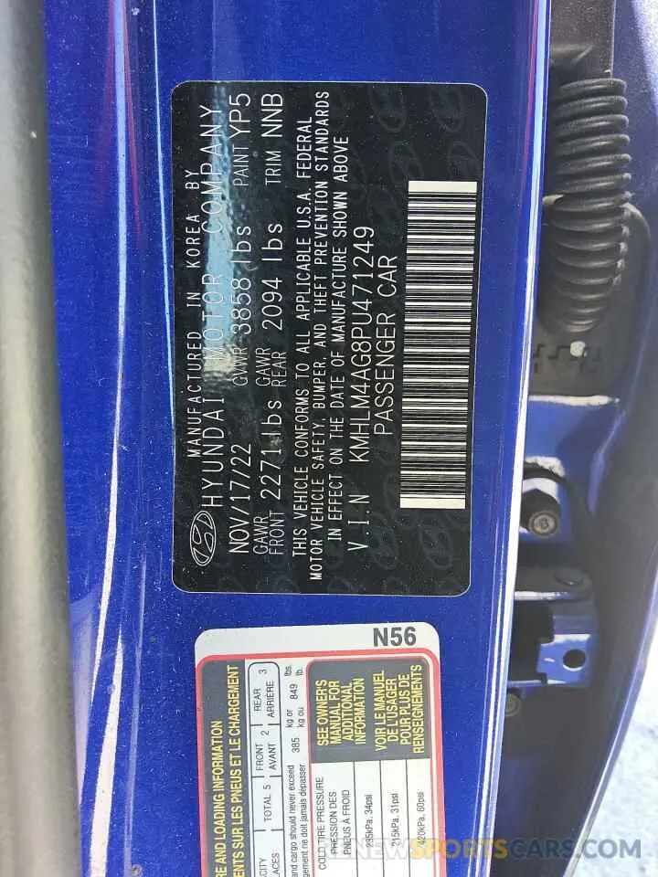 13 fotografías del automóvil dañado KMHLM4AG8PU471249 HYUNDAI ELANTRA 2023