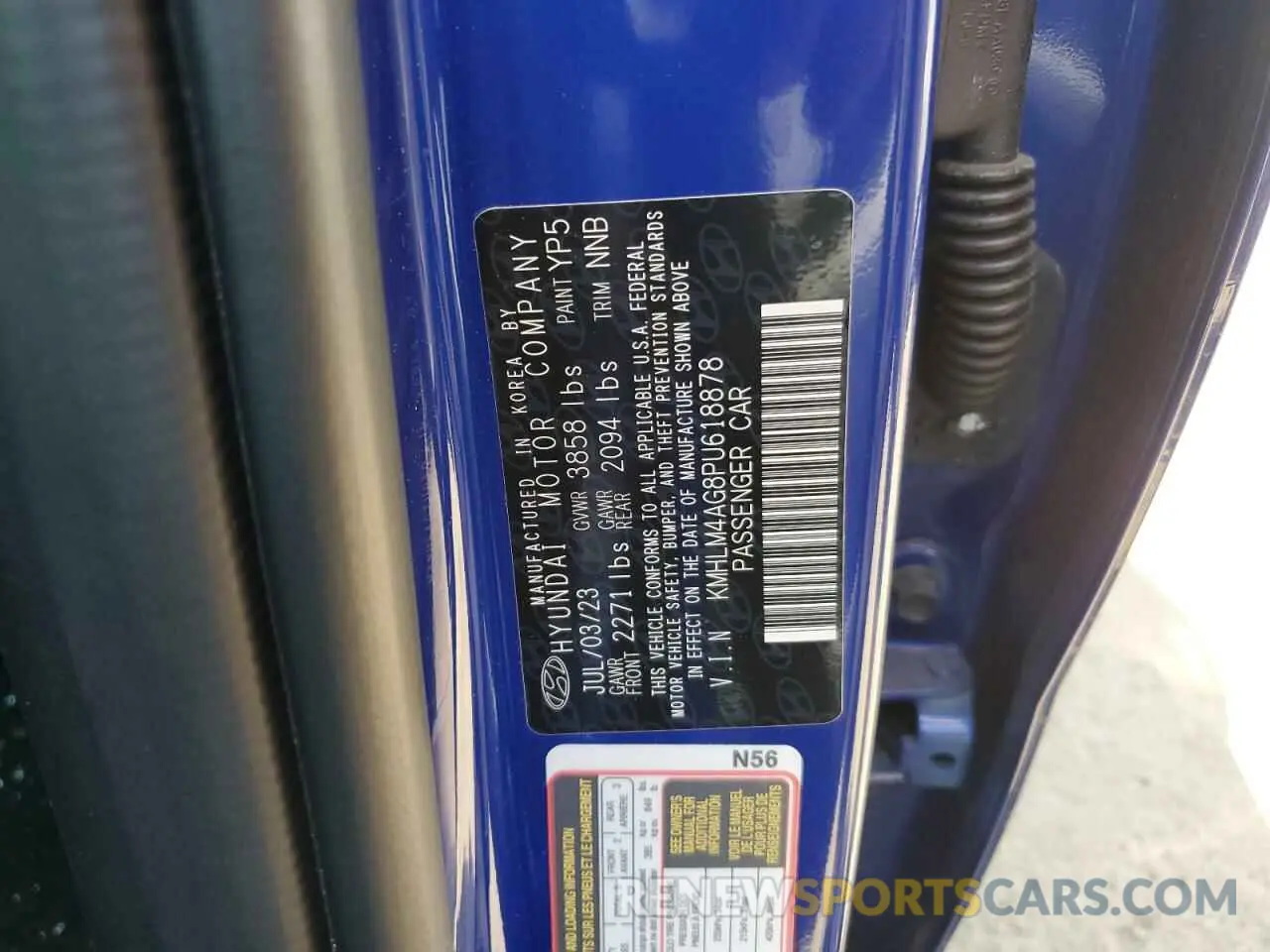 12 fotografías del automóvil dañado KMHLM4AG8PU618878 HYUNDAI ELANTRA 2023