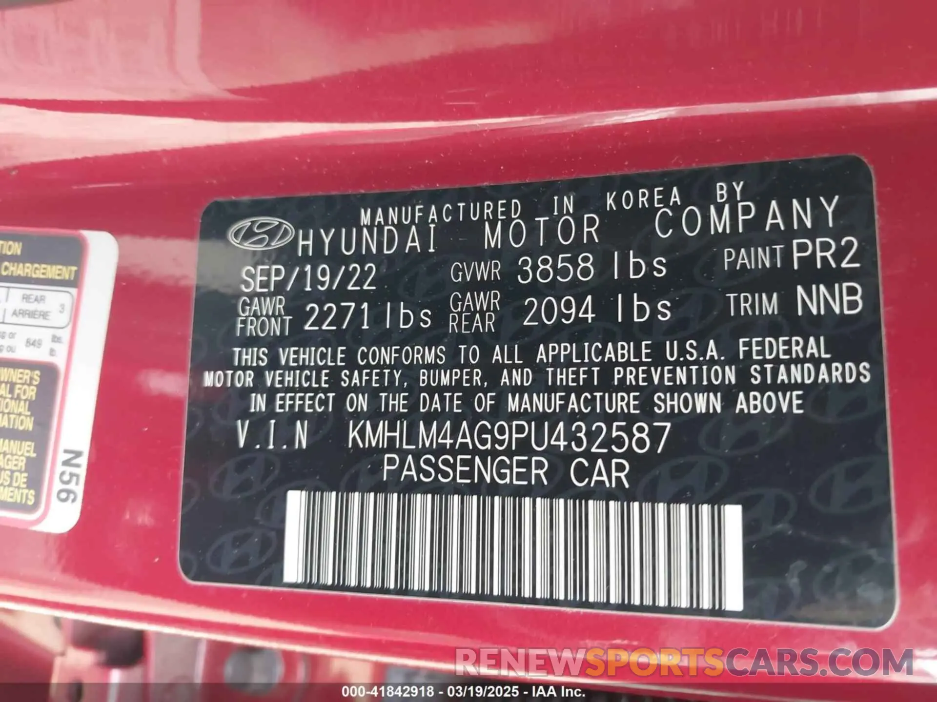 9 fotografías del automóvil dañado KMHLM4AG9PU432587 HYUNDAI ELANTRA 2023