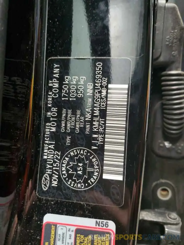 12 fotografías del automóvil dañado KMHLM4AG9PU469350 HYUNDAI ELANTRA 2023
