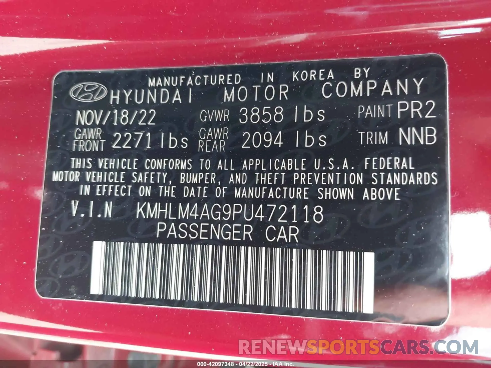9 fotografías del automóvil dañado KMHLM4AG9PU472118 HYUNDAI ELANTRA 2023