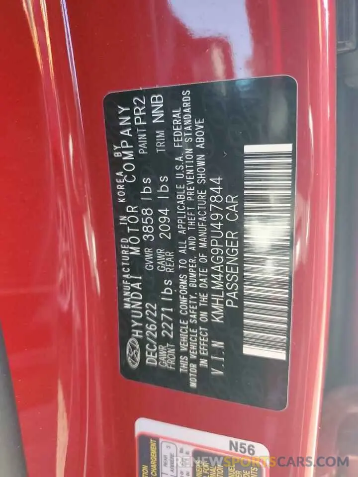 12 fotografías del automóvil dañado KMHLM4AG9PU497844 HYUNDAI ELANTRA 2023
