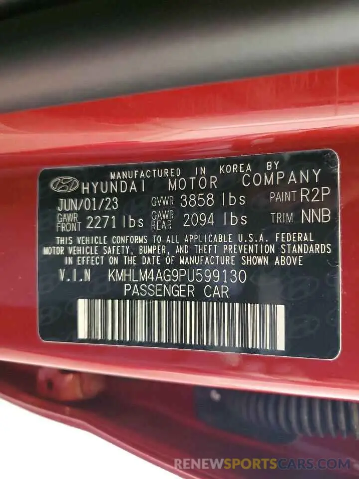 13 fotografías del automóvil dañado KMHLM4AG9PU599130 HYUNDAI ELANTRA 2023