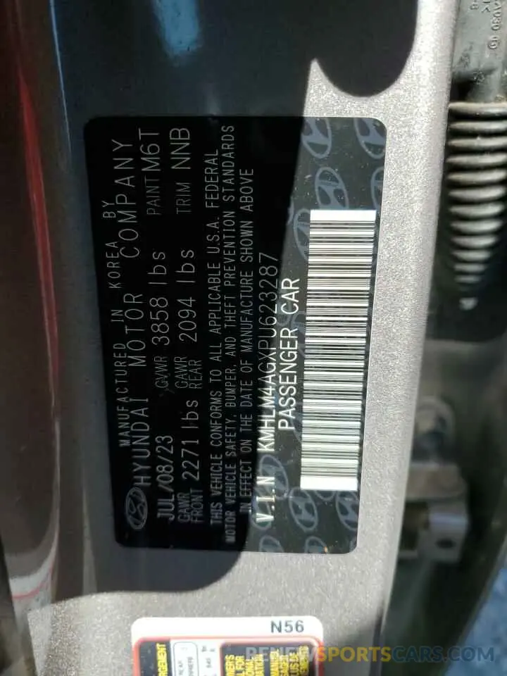 13 fotografías del automóvil dañado KMHLM4AGXPU623287 HYUNDAI ELANTRA 2023