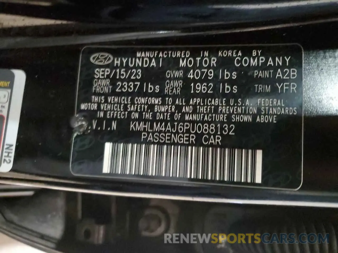 12 fotografías del automóvil dañado KMHLM4AJ6PU088132 HYUNDAI ELANTRA 2023