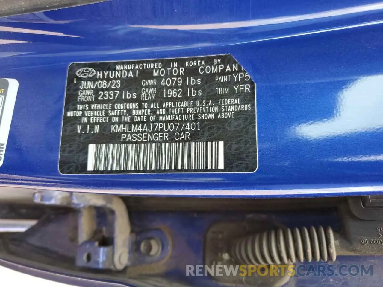 12 fotografías del automóvil dañado KMHLM4AJ7PU077401 HYUNDAI ELANTRA 2023