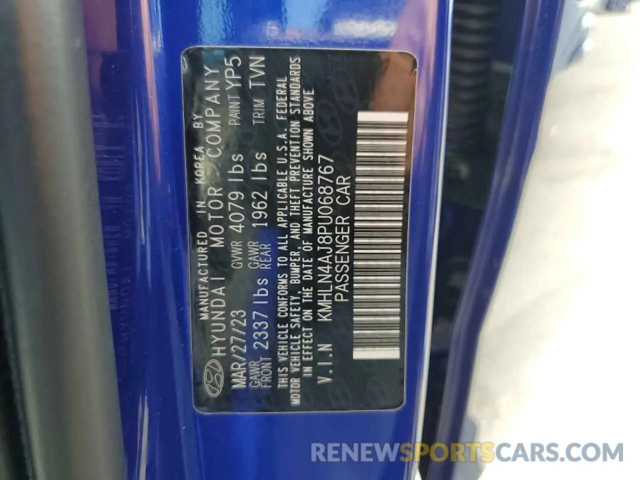 12 fotografías del automóvil dañado KMHLN4AJ8PU068767 HYUNDAI ELANTRA 2023