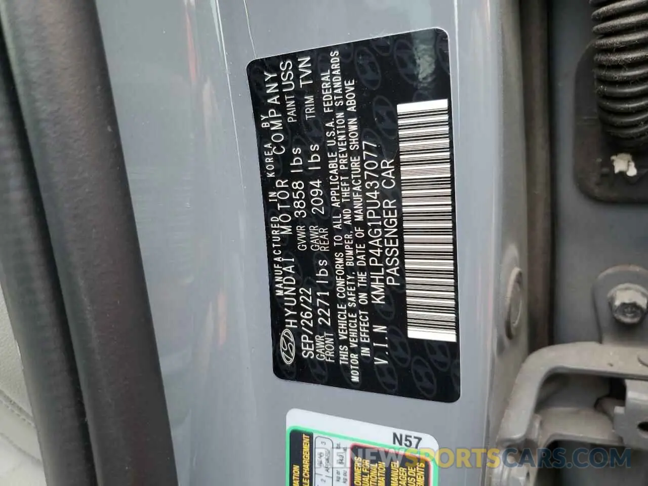12 fotografías del automóvil dañado KMHLP4AG1PU437077 HYUNDAI ELANTRA 2023