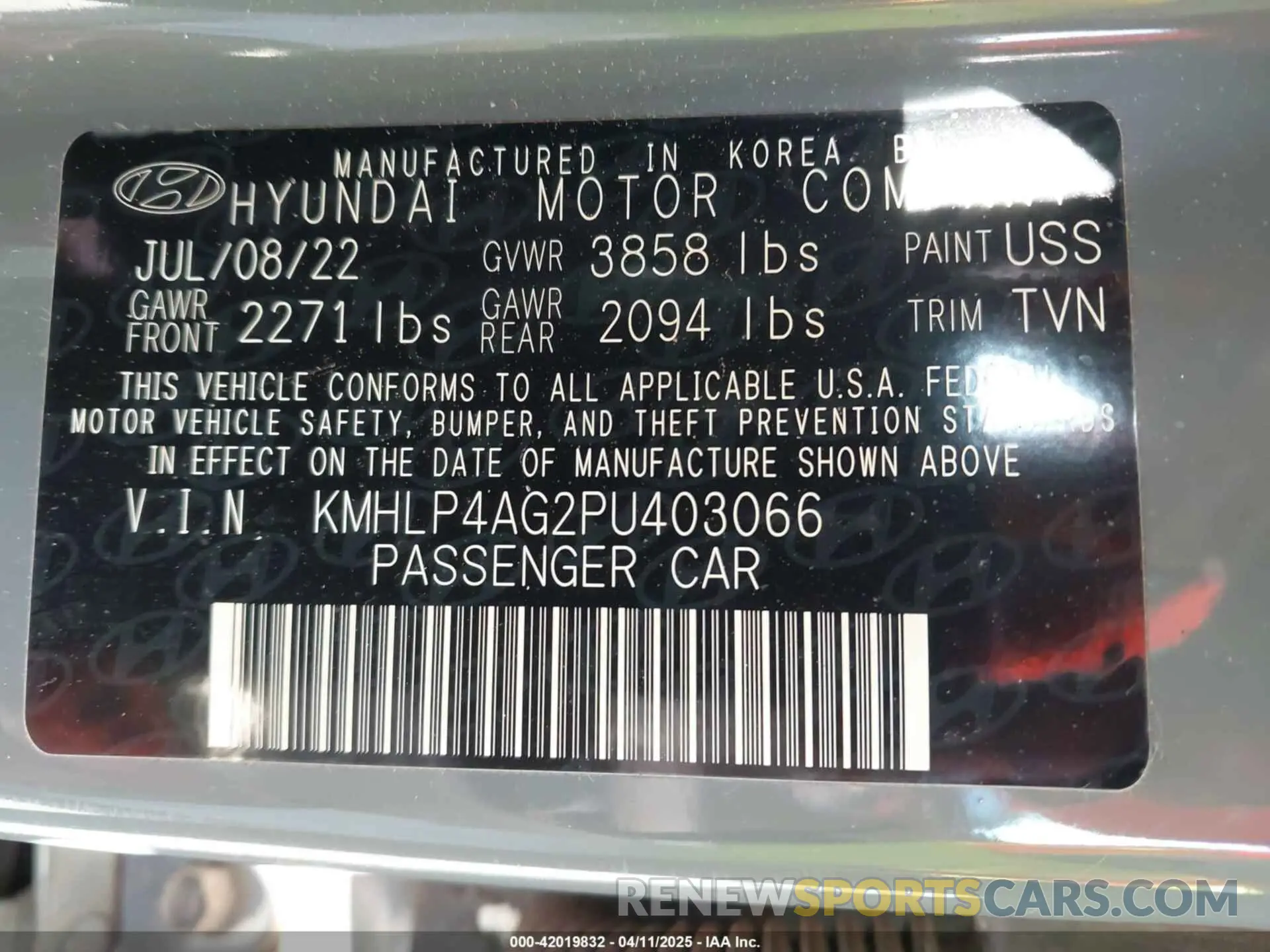 9 fotografías del automóvil dañado KMHLP4AG2PU403066 HYUNDAI ELANTRA 2023