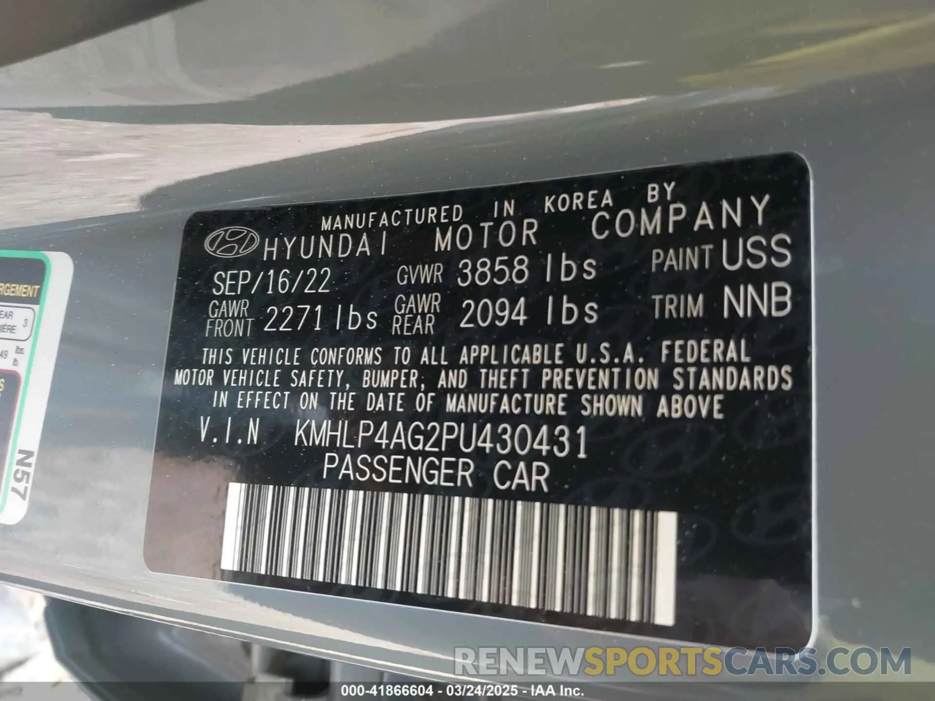 9 fotografías del automóvil dañado KMHLP4AG2PU430431 HYUNDAI ELANTRA 2023