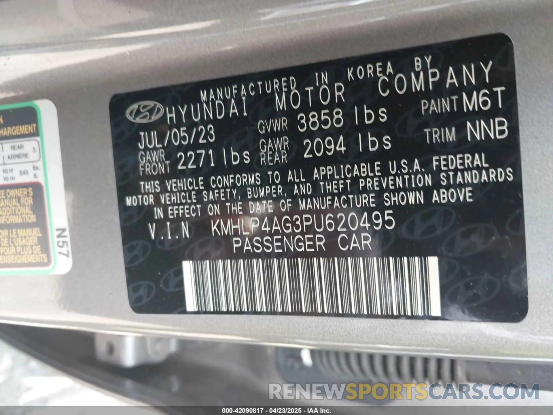 9 fotografías del automóvil dañado KMHLP4AG3PU620495 HYUNDAI ELANTRA 2023