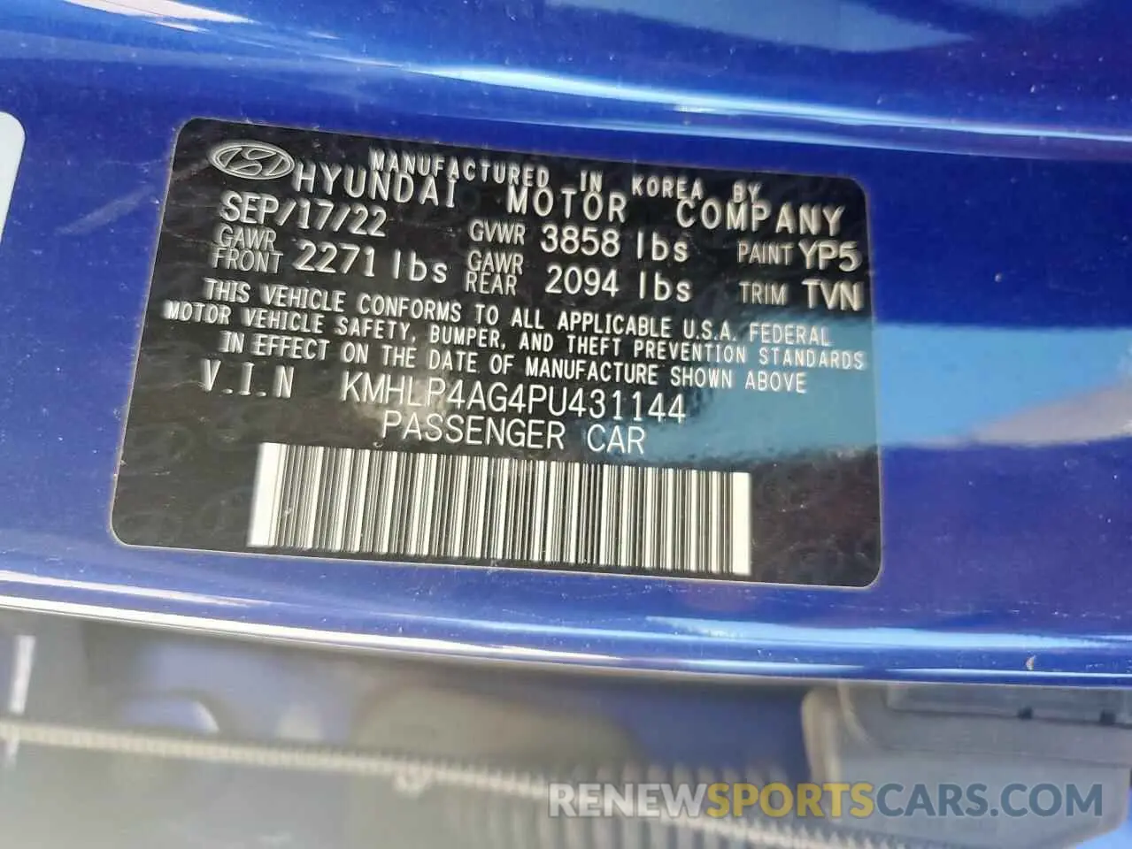 12 fotografías del automóvil dañado KMHLP4AG4PU431144 HYUNDAI ELANTRA 2023