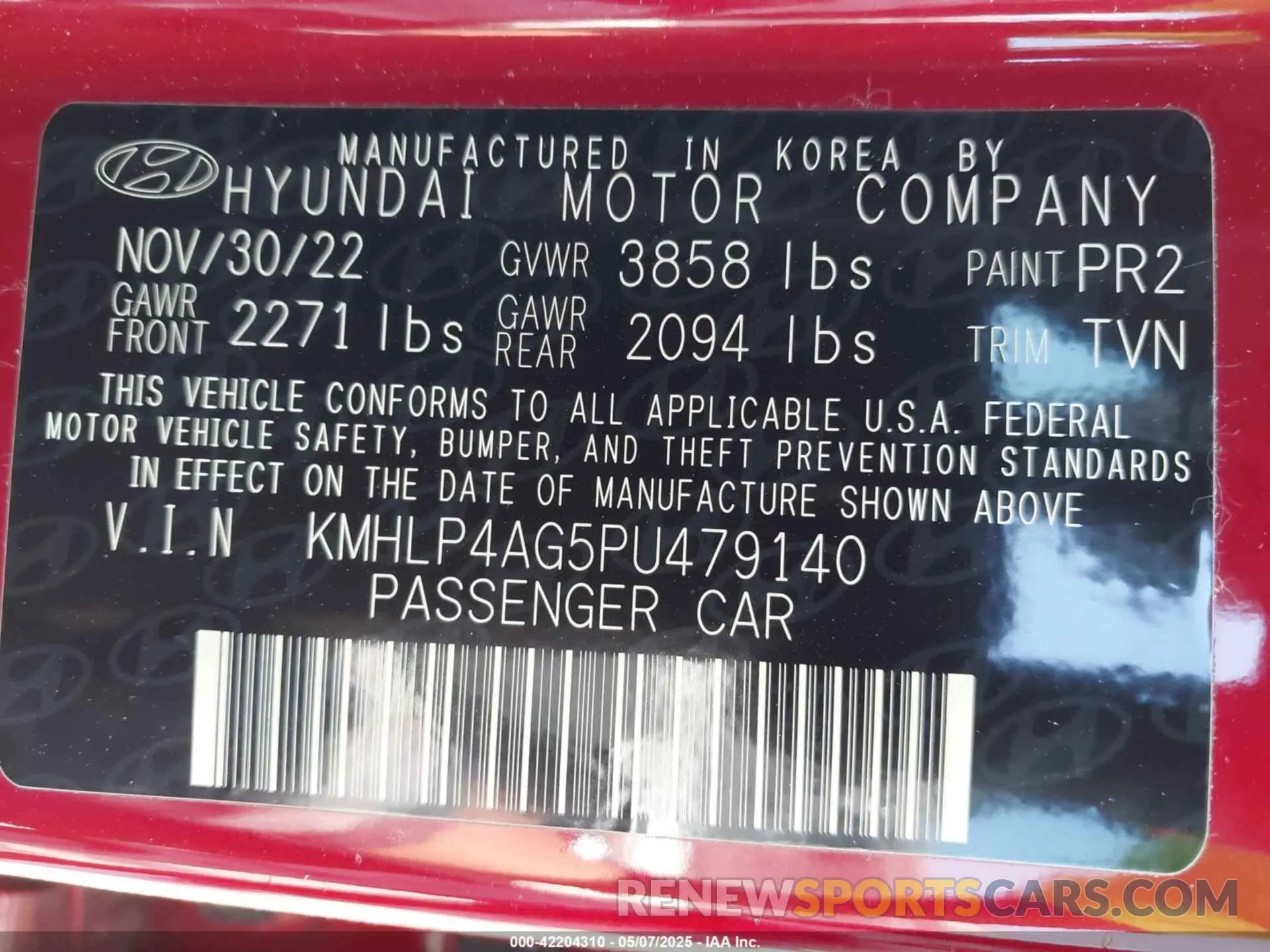 9 fotografías del automóvil dañado KMHLP4AG5PU479140 HYUNDAI ELANTRA 2023