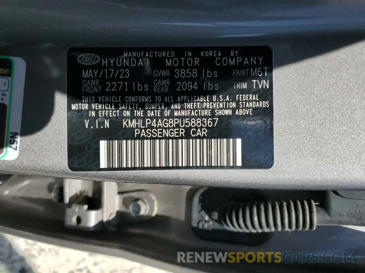 12 fotografías del automóvil dañado KMHLP4AG8PU588367 HYUNDAI ELANTRA 2023