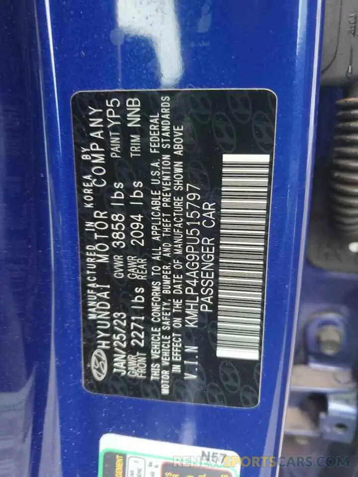 12 fotografías del automóvil dañado KMHLP4AG9PU515797 HYUNDAI ELANTRA 2023