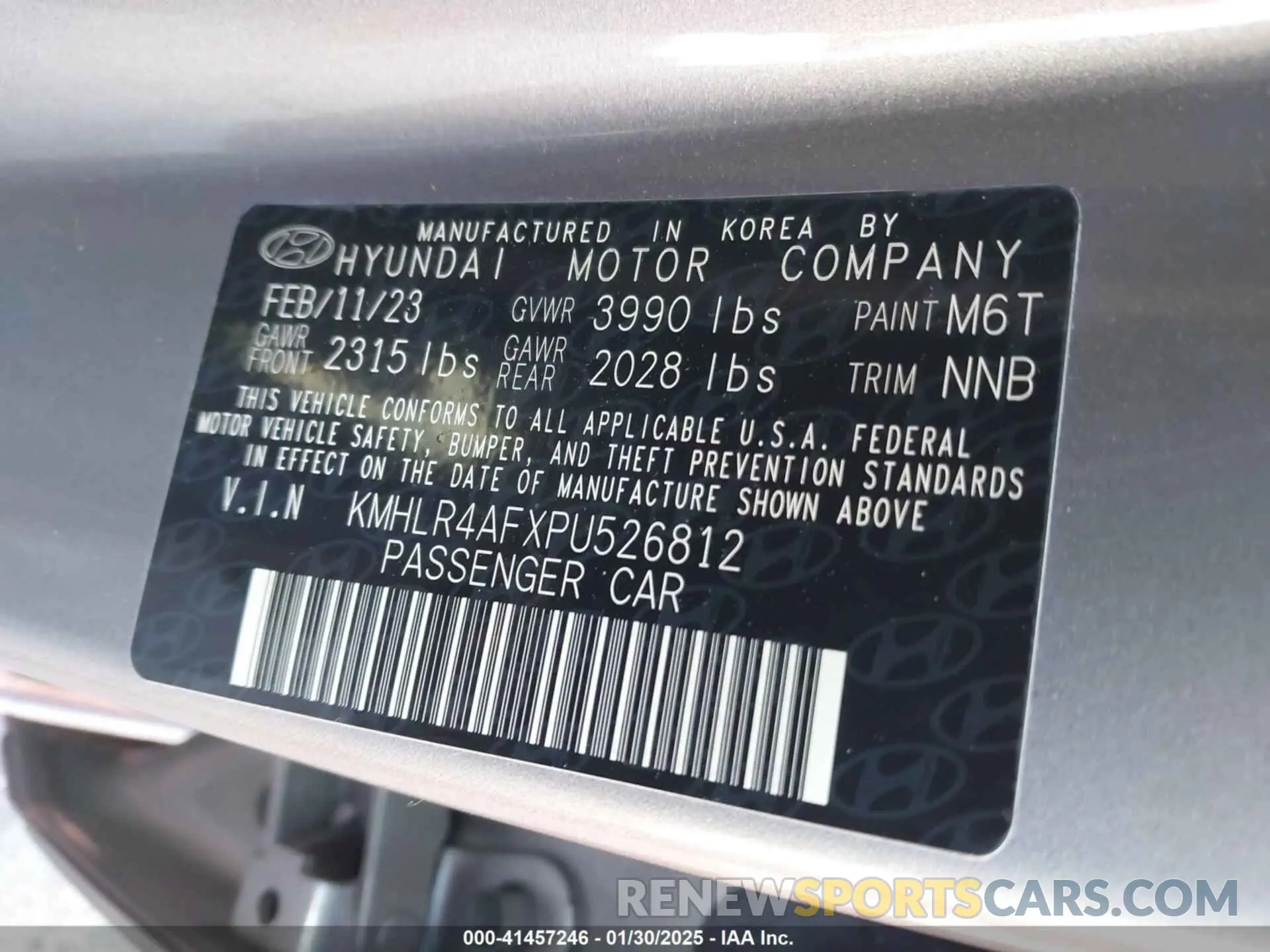 9 fotografías del automóvil dañado KMHLR4AFXPU526812 HYUNDAI ELANTRA 2023