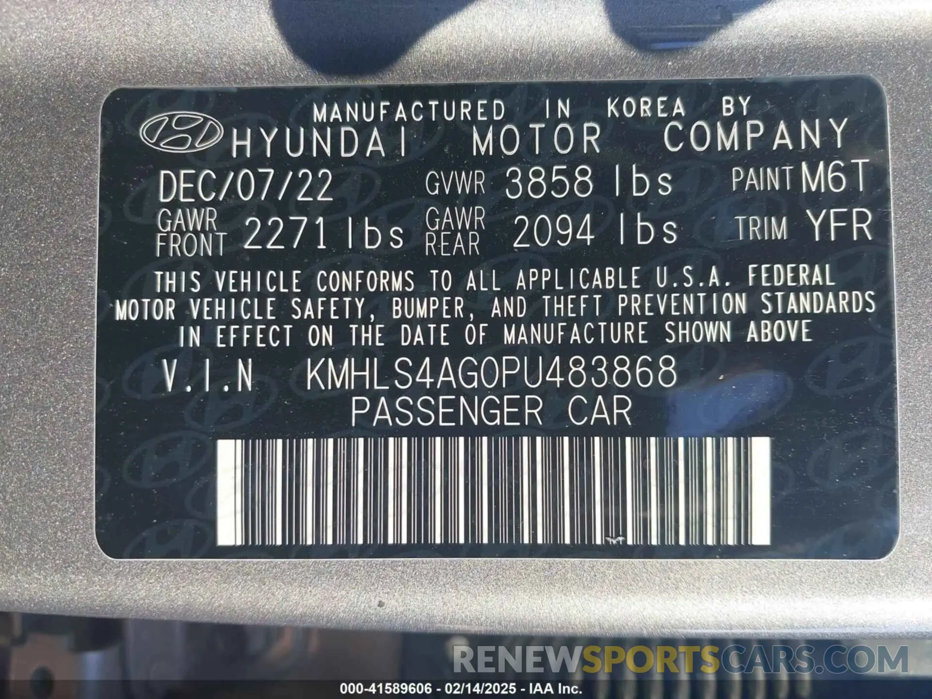 9 fotografías del automóvil dañado KMHLS4AG0PU483868 HYUNDAI ELANTRA 2023