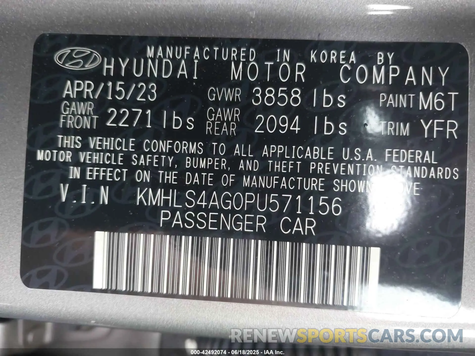 9 fotografías del automóvil dañado KMHLS4AG0PU571156 HYUNDAI ELANTRA 2023