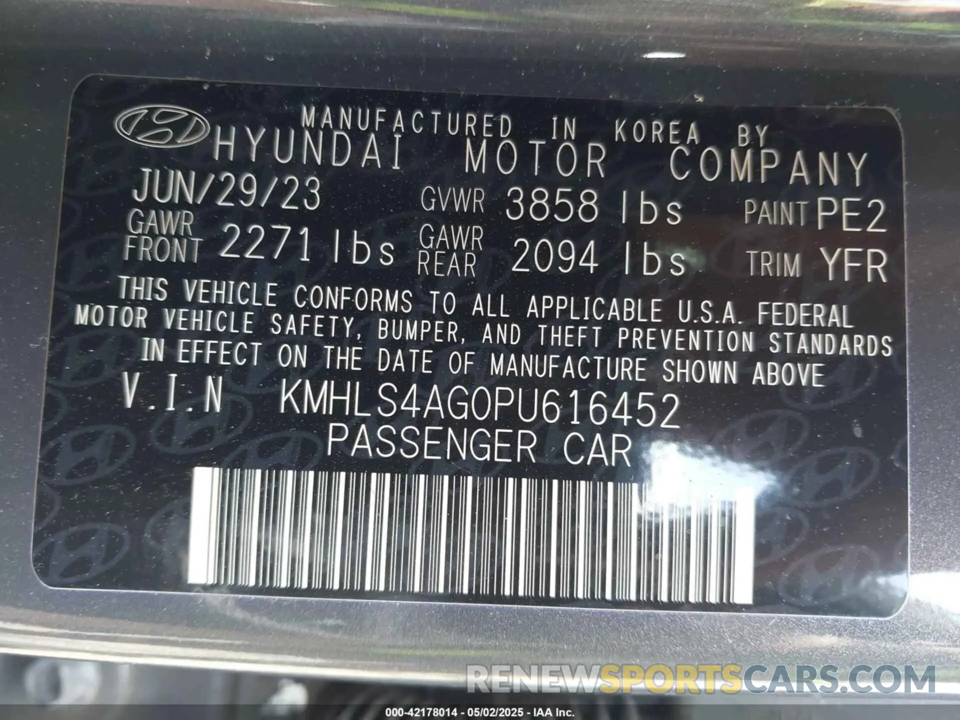 9 fotografías del automóvil dañado KMHLS4AG0PU616452 HYUNDAI ELANTRA 2023