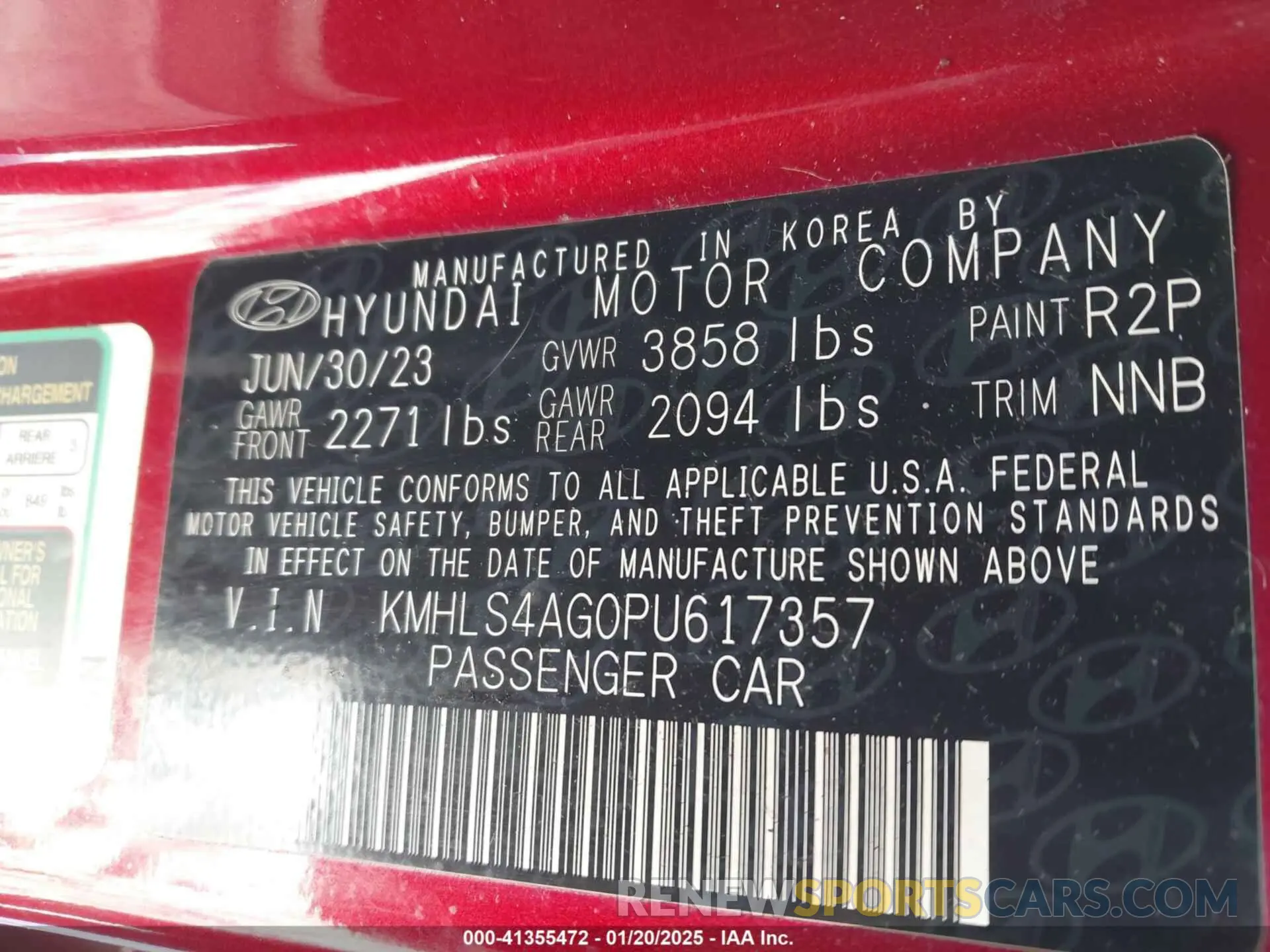 9 fotografías del automóvil dañado KMHLS4AG0PU617357 HYUNDAI ELANTRA 2023
