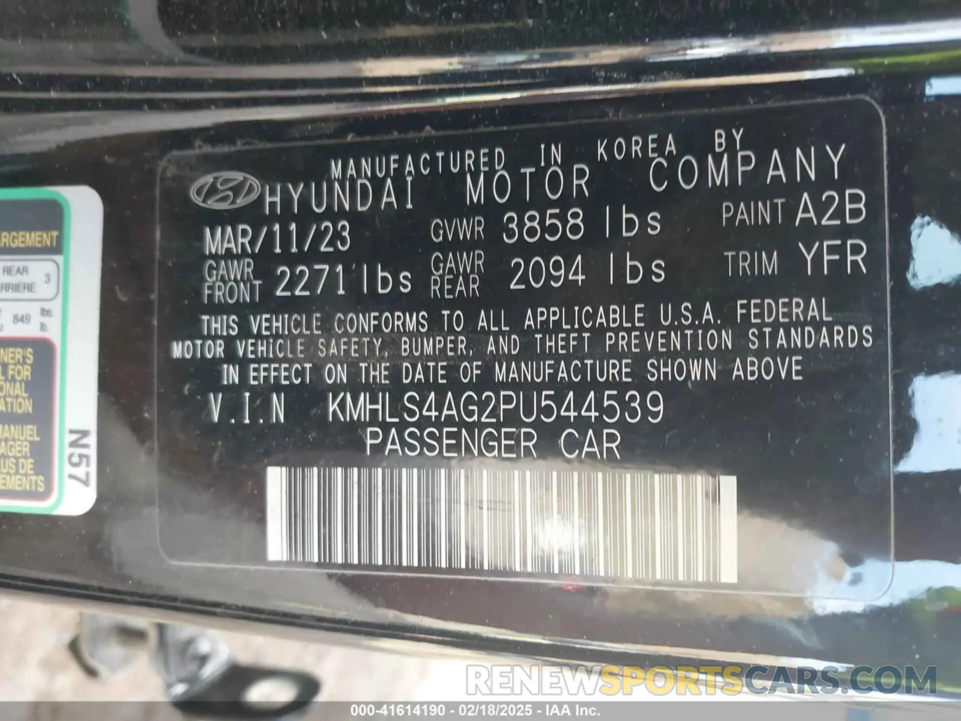 9 fotografías del automóvil dañado KMHLS4AG2PU544539 HYUNDAI ELANTRA 2023