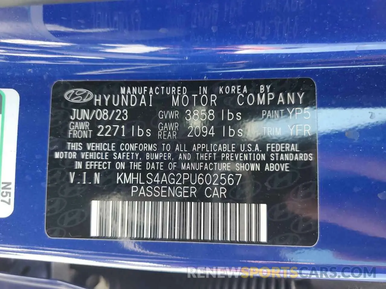 13 fotografías del automóvil dañado KMHLS4AG2PU602567 HYUNDAI ELANTRA 2023