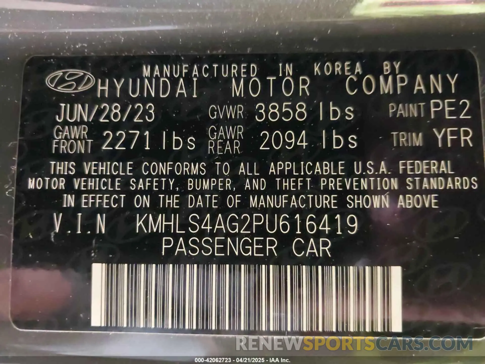 9 fotografías del automóvil dañado KMHLS4AG2PU616419 HYUNDAI ELANTRA 2023