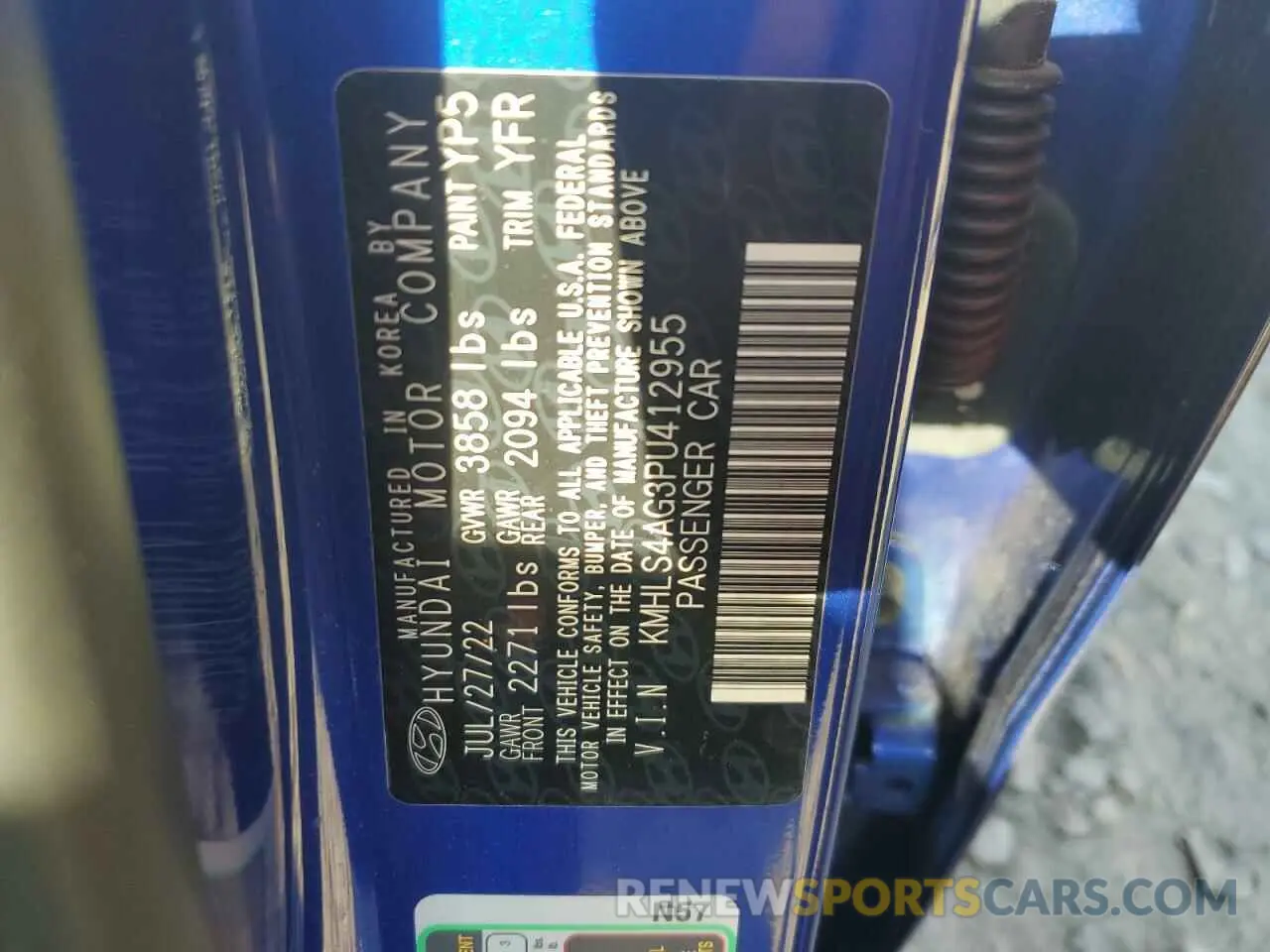 12 fotografías del automóvil dañado KMHLS4AG3PU412955 HYUNDAI ELANTRA 2023