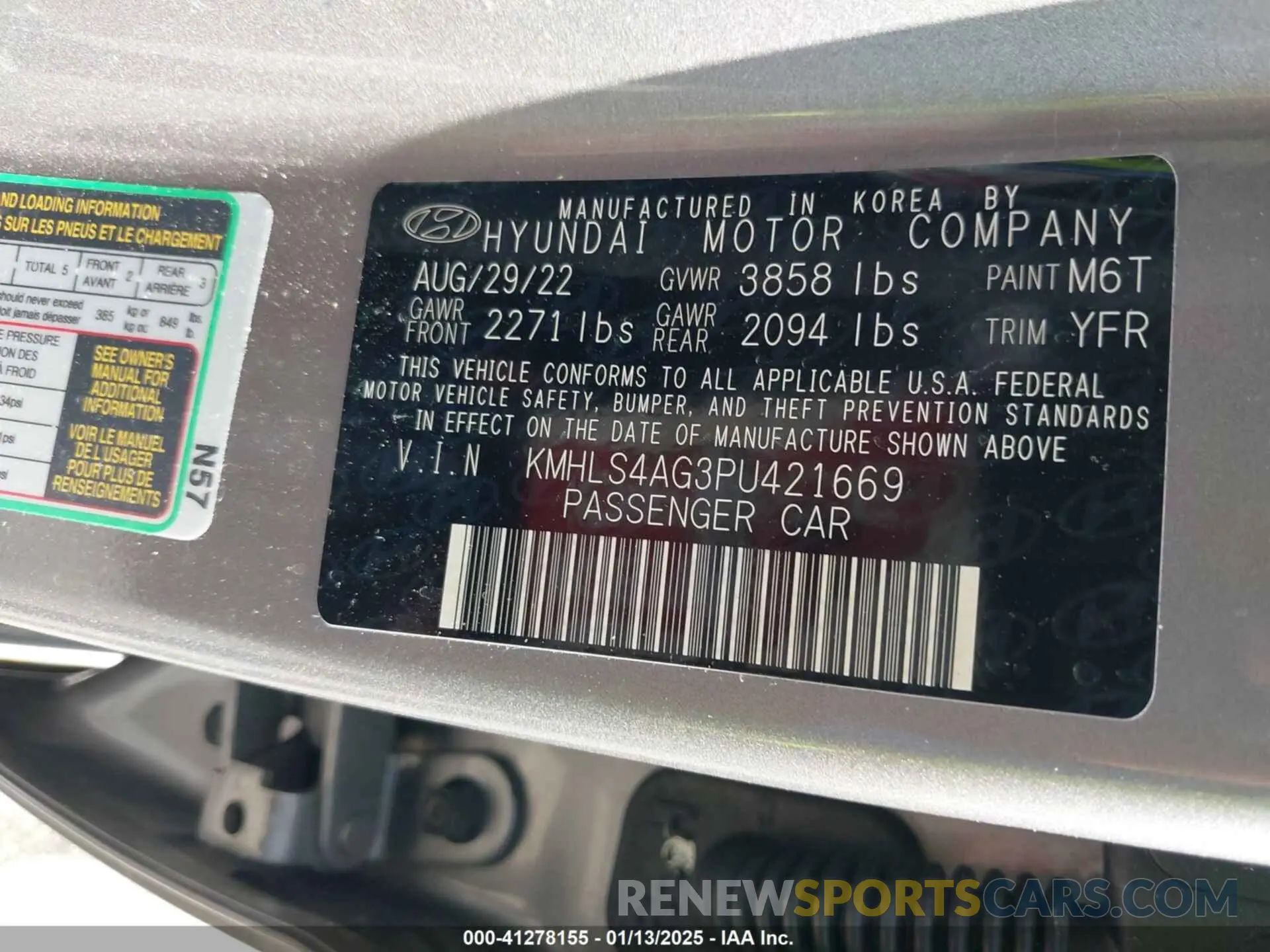9 fotografías del automóvil dañado KMHLS4AG3PU421669 HYUNDAI ELANTRA 2023