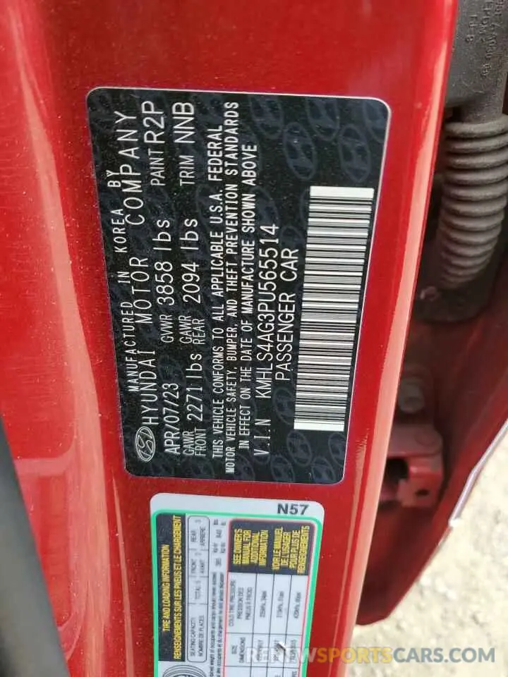 12 fotografías del automóvil dañado KMHLS4AG3PU565514 HYUNDAI ELANTRA 2023