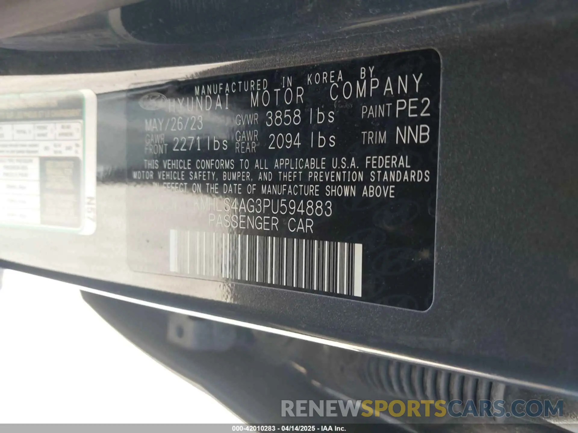 9 fotografías del automóvil dañado KMHLS4AG3PU594883 HYUNDAI ELANTRA 2023