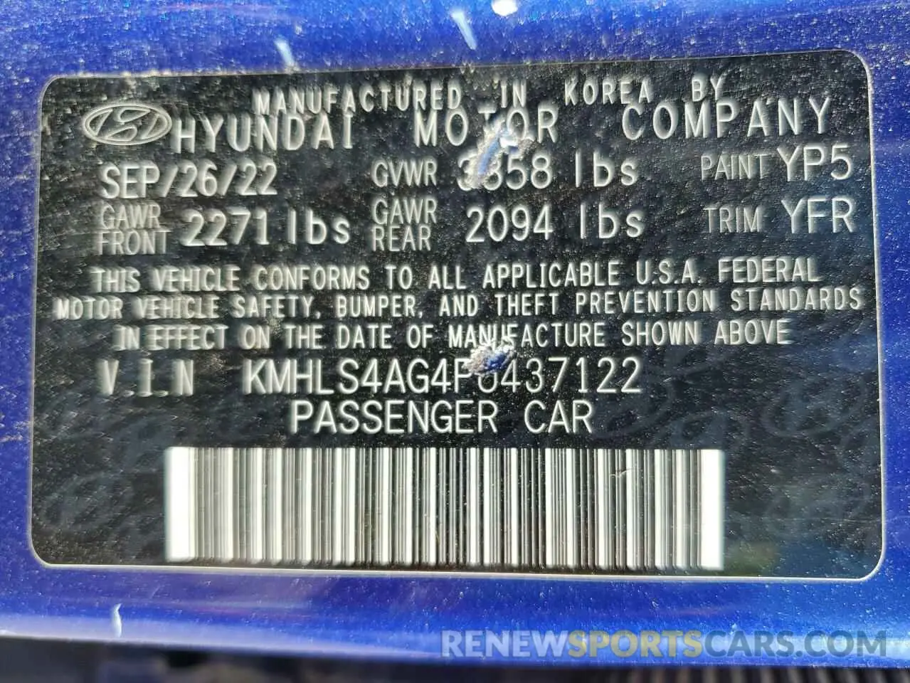 12 fotografías del automóvil dañado KMHLS4AG4PU437122 HYUNDAI ELANTRA 2023