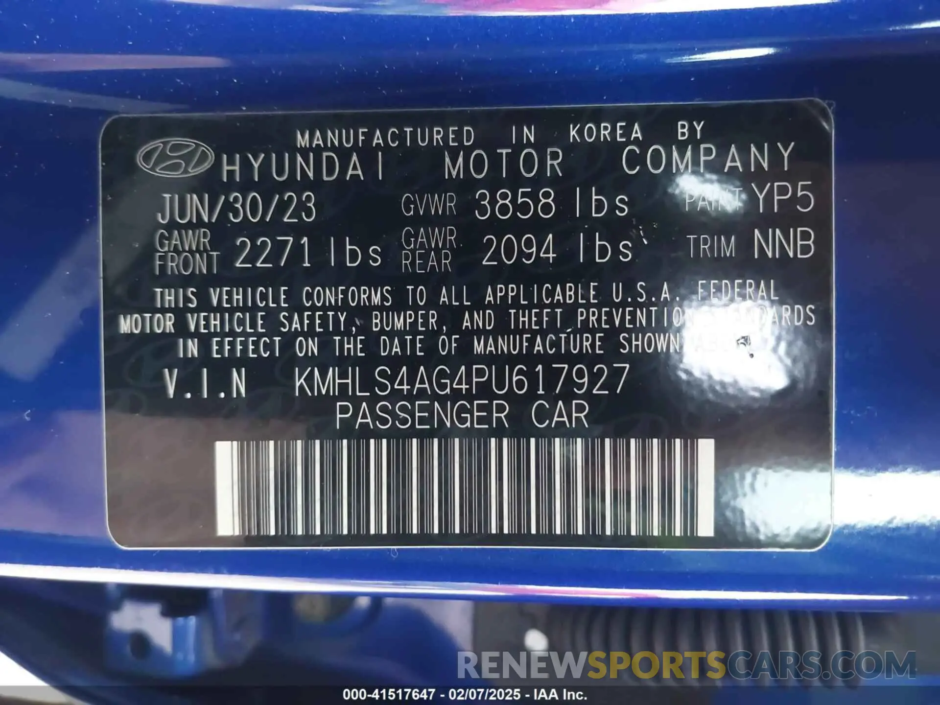 9 fotografías del automóvil dañado KMHLS4AG4PU617927 HYUNDAI ELANTRA 2023
