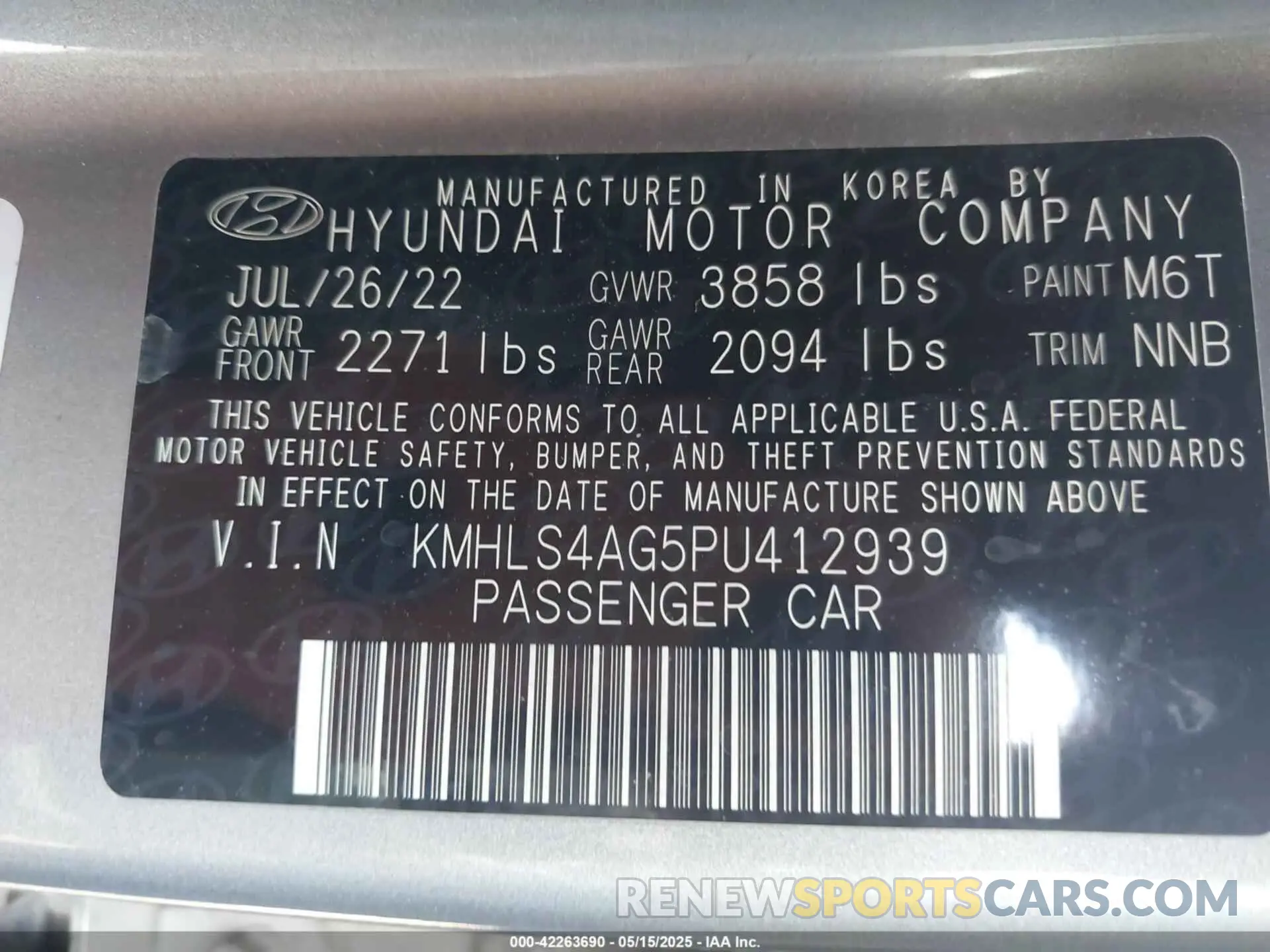 9 fotografías del automóvil dañado KMHLS4AG5PU412939 HYUNDAI ELANTRA 2023