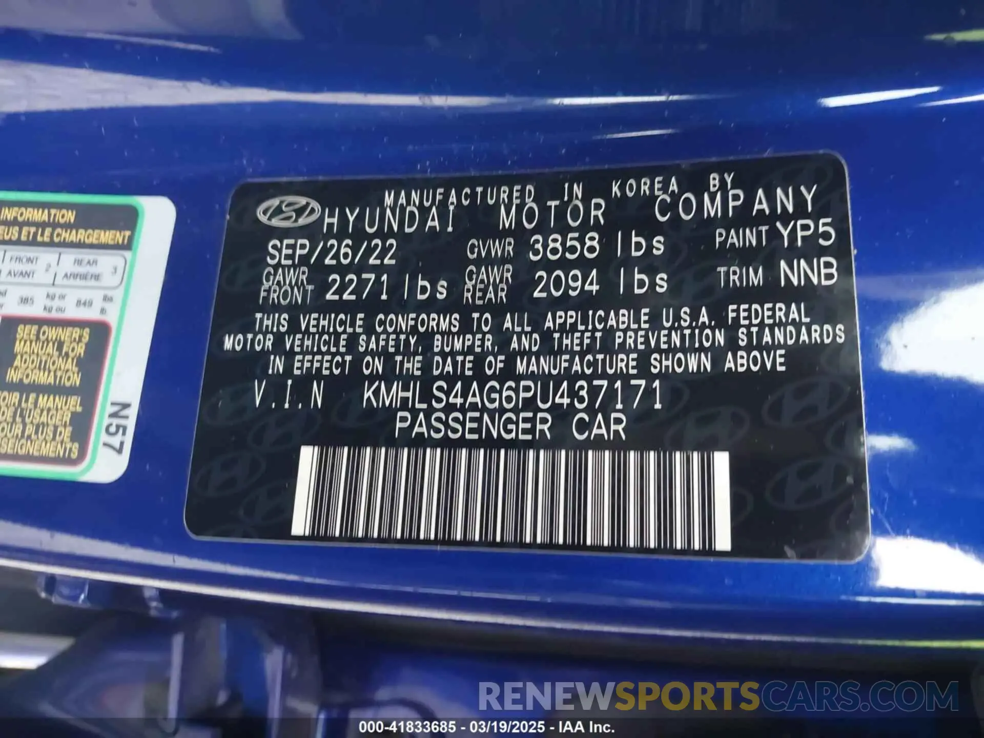 9 fotografías del automóvil dañado KMHLS4AG6PU437171 HYUNDAI ELANTRA 2023